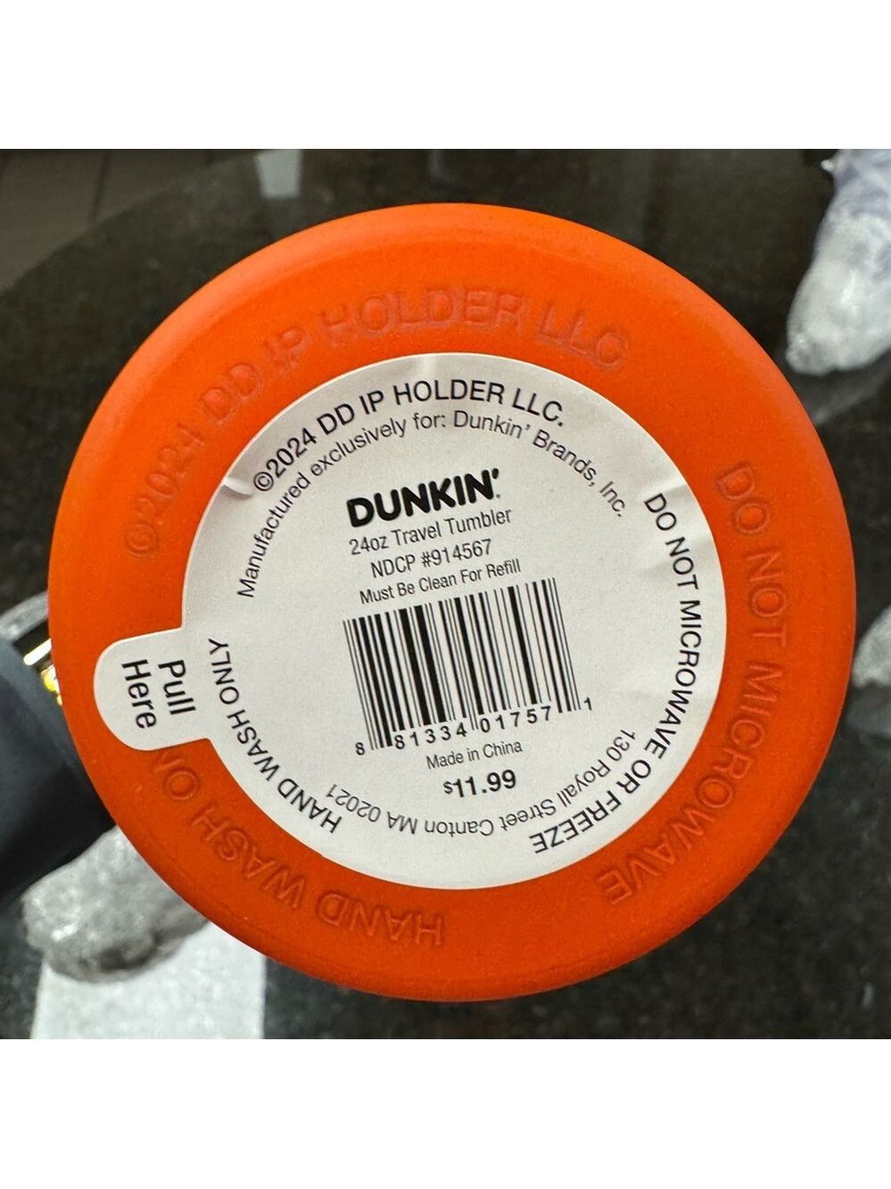 Dunkin' Summer 2024 Ombre Plastic Insulated 24oz Tumbler ORANGE - NWT - Picture 4 of 4